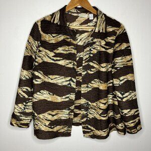 Chicos Womens Open Front Top Brown Slinky Size 1